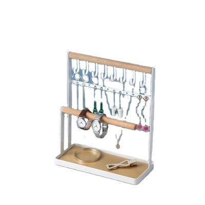 China Stand A High Quality Viable Frame Jewelry Display Wood Metal Storage Desktop Jewelry Rack for sale