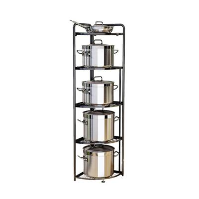 China High Quality Home Stainless Furniture Well Stocked Holding 5 Tier Corner Shelf Storage Rack Kitchen Corner Organizer Pot for sale