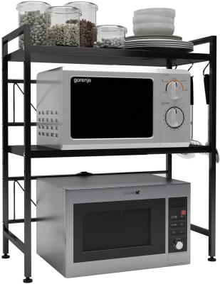 China Sustainable Storage Metal Shelves Telescopic Row Metal Pipe Shelves With Microwave Oven Storage Rack for sale