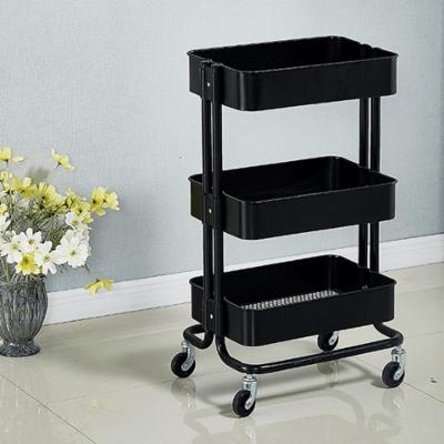 China Newly Design Modern Kitchen Kitchen Beauty Four Plants Makeup Organizer Three-Tier Black Rolling Without Guards Roll for sale