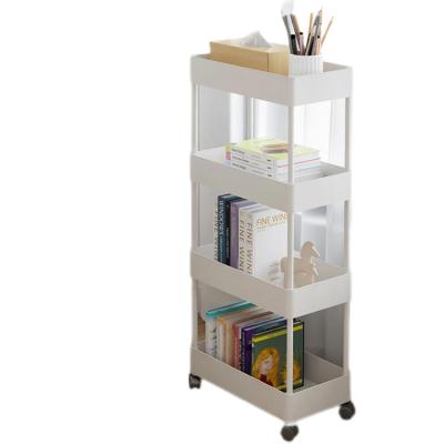 China Hot Selling China Viable Aesthetic Plastic Kitchen Beauty Rolling Cleaning Wheels Around Double Storage Shelf Platform Cart for sale