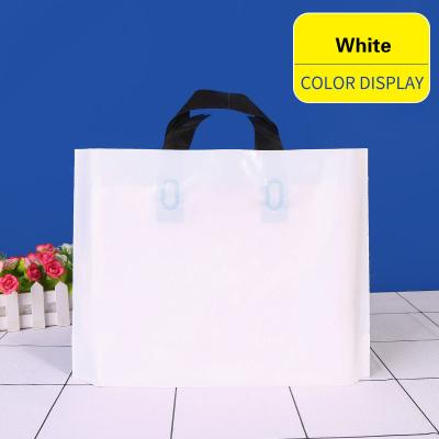 China Logo Printing Recyclable Custom PE Plastic Bags Total 3 Sizes And 10 Colors Stock Great For Shopping And Clothes Packing With Handles for sale