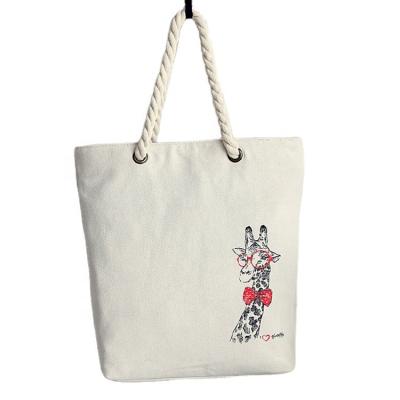 China 10oz Cotton Bag Shopping Rope Handle Printing Cotton Canvas Reusable Reusable Tote Bag Customized Designs Eco Friendly Color for sale