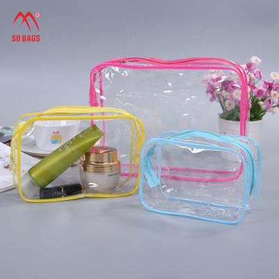 China Fashion Low MOQ Women Clear PVC Cosmetic Storage Bag With Zipper Accept Customized Logo Fashion 0.3mm PVC Zipper No Printing 250pcs/ctn SD for sale