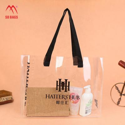 China Fashion PVC Woven Transparent Tote Bag For Handle for sale