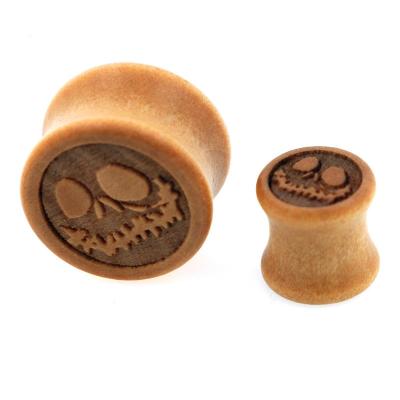 China Original Wooden Carved Cartilage Nightmare High Quality HOT Measures Attractive Ear Studs Front Christmas Pattern Ear Expander Saddle Colors Ear Plug for sale