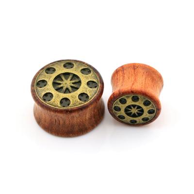 China 1Pair High Quality Attractive Cartilage Ear Studs Measures Original Wooden Outer Circle Ear Expander Saddle Colors Ear Cross Plug for sale