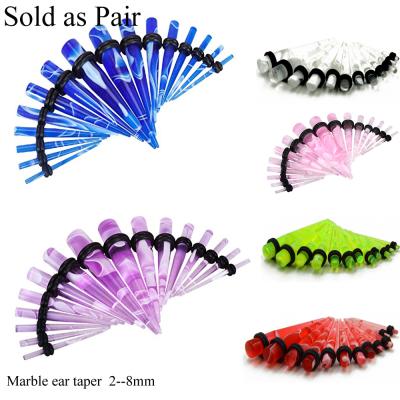 China HOT Small MOQ Ear Decoration Jewelry Expander Acrylic Marble Swirl Straight Piercing Ear Taper for sale