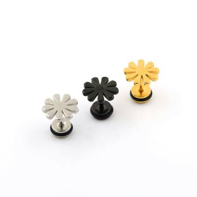 China Attractive High Quality Hot Sale Earring Cartilage Earring Stainless Steel Flower Pattern Surgical Laser Cut Plug For Gift for sale