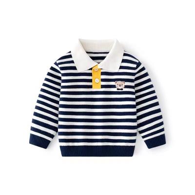 China OEM Anti-Shrink Lapel Stripes Kids 100% Cotton Horizontal Fat Pullover for sale