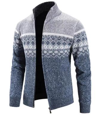 China High Quality Soft Custom Anti-wrinkle Turtle Neck Cardigan Men Long Sleeve Knitted Mens Jacquard Sweater for sale