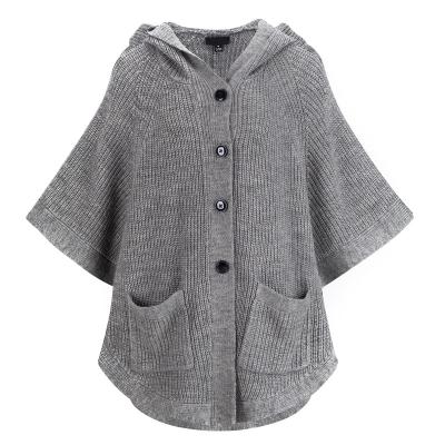 China Anti-wrinkle casual female hooded button knit batwing sleeve cardigan sweater coat sweater knitted cardigan for women for sale