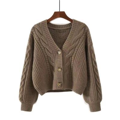 China Anti-wrinkle OEM ODM fashion women's cashmere cashmere loose cardigan sweater for autumn winter for sale