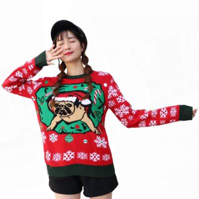 China Anti-Wrinkle Fashion Custom Funny Long Sleeve Knitted Pullover Unisex Ugly Christmas Sweater For Woman for sale