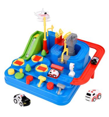 China Hand Operated Slot Toy 2020 Friction Racing Car Adventure 8 Challenges City Rescue Game Track Set Toy For Boys for sale