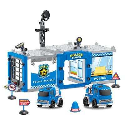 China Garage parking car set police station brick educational toys for children 49.5*19.5*33cm for sale