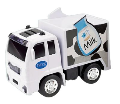 China Pull Back Cute Cartoon Mini Truck Milk Tank Diecast Custom Models Toy Truck Custom Logo Sticker for sale