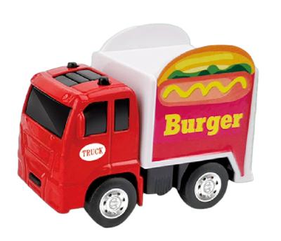 China Pull Back Cute Cartoon Models Toy Truck Custom Logo Sticker Diecast Mini Fast Food Truck for sale