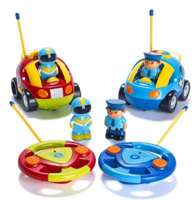 China RC model kids cartoon R/C2 channel police car control and racing car radio toys for kids for sale