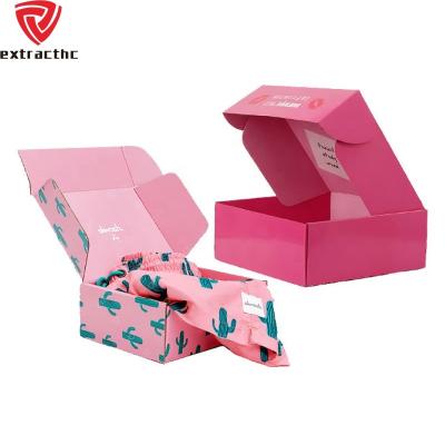 China Recyclable custom logo pink color cosmetic packaging mailer box corrugated paper boxes for shipping goods for sale