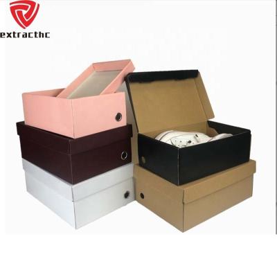 China Custom Recyclable Luxury Cuboid Recycled Shoe Package Box Magnetic Foldable Gift Box Logo Printed Pink Corrugated Folding Packaging Paper for sale