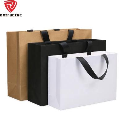 China Recyclable Printed Your Own Logo White Brown Gift Craft Gift Craft Shopping Paper Bag Kraft Paper Bag With Ribbon Handles for sale