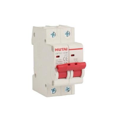 China Mutai factory direct sale 2P 10 AC type short circuit protection mcb circuit breaker for distribution box for sale