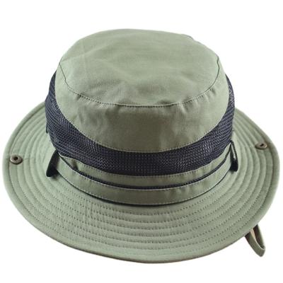 China Comfortable High Quality Green Bucket Fishing Hat Mesh Bucket Hat For Men for sale