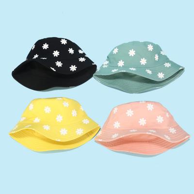 China UV protect & Water Proof Custom Outdoor Leisure Printing Daisy Young Women Vacation Cute Fashion Bucket Hat for sale