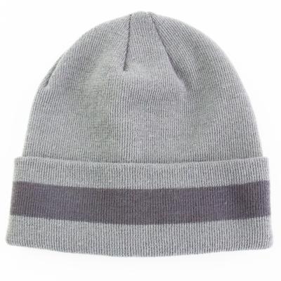 China COMMON high quality dark gray gray stripe cashmere hat knit beanie men winter hats for men and boy for sale