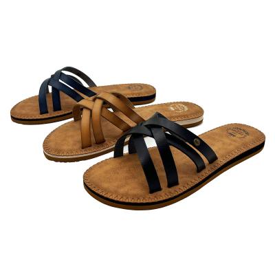 China Wholesale OEM/OD Mmules Low Factory Price Fashion Trend Women Sandals Simple Faux Flat Leather Elegant PU EVA Leather NC; FUJ STEPRO for sale