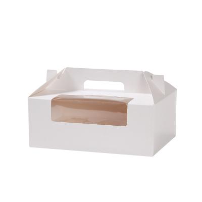 China Mini Recyclable Luxury Customizable Large Window Ribbon Log Cake Box Clear Transparent Bento Box Wrapper With Handle for sale