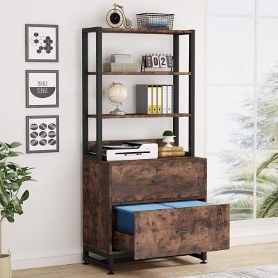 China Wooden (Height)Adjustable Metal Frame 2 Drawers Book Display Stand With Cabinet for sale