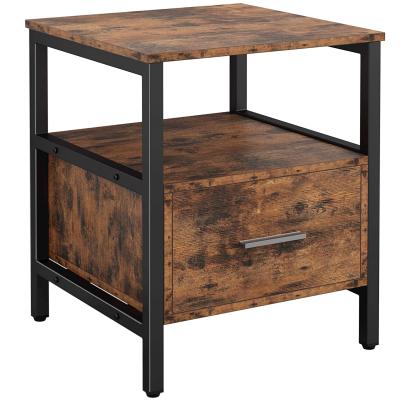 China Industrial End Tables for Living Room, Side Table with Drawer, Industrial Nightstand Wood for sale