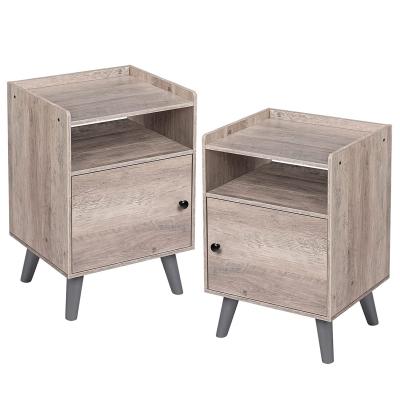 China Industrial Nightstands Set of 2, 3-Tier End Table with Switchable Door, Side Table for Small Spaces for sale