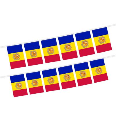 China High Quality 100% Polyester 14x21cm String 12pcs Flag Andorra Bunting Flag Of Health Care Institutes for sale