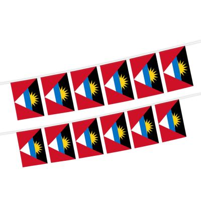 China Health Care Institutes 14x21cm Polyester 12pcs String 12pcs Flag High Quality 100% Antigua And Barbuda Bunting Flag for sale