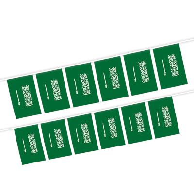 China High Quality 100% Health Care Institutes Polyester 14x21cm String 12pcs Flag Saudi Arabia Bunting Flag for sale