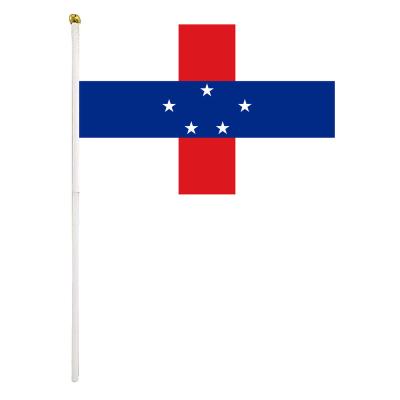 China 14x21cm Small Flag High Quality Small Stick Size The Netherlands Antilles Hand Held Flag With 30cm Stick for sale