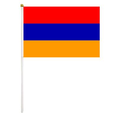 China Armenia Hand Held Flag 14x21cm Small Stick Size High Quality Flag With 30cm Stick for sale