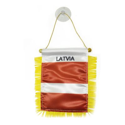 China High Quality 14x21cm Double Sided Double Sided Window Hanging LATVIA Flag With Suction Cup for sale