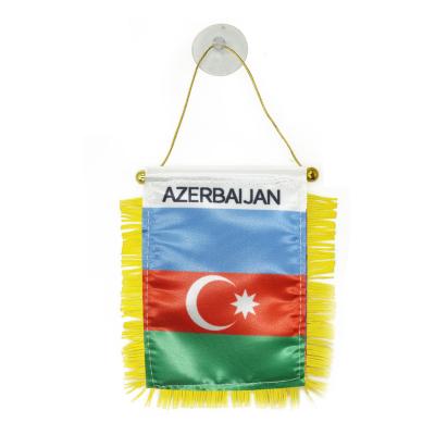 China 14x21cm High Quality Double Sided Double Sided Window Hanging Azerbaijan Flag With Suction Cup for sale