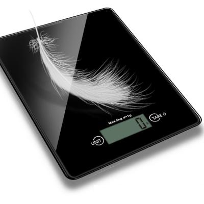 China High Touch Digital Food Precise Scale Tempered Glass Material Electronic Kitchen Scale 180*140*18.5mm for sale