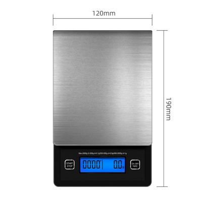 China 2kg/0.1g High Precision Digital Digital Coffee Scale Electric Weight Scale 190*120*29mm for sale