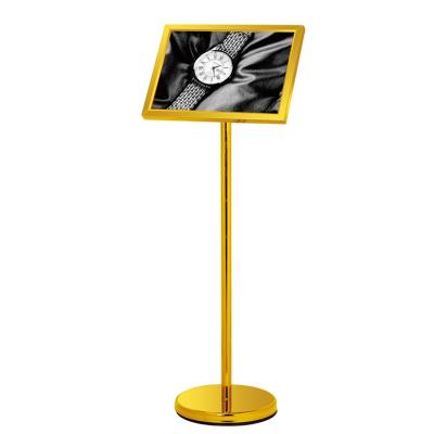 China Eco - Friendly Silver Black Pedestal Sign Poster Display Rack Stand Advertising Led Menu Board for sale