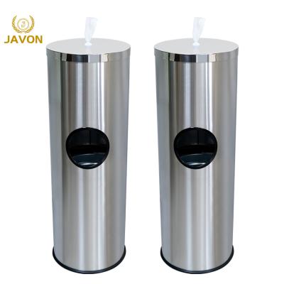 China Durable Wet Sanitizing Rag Dispenser Trash Can Stainless Steel Rag Dispenser Floor Standing Wipes Dispenser for sale