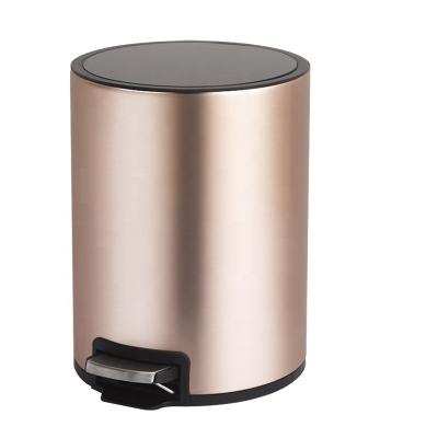 China Sustainable Round Stainless Steel Pedal Waste Bin For Household Bathroom Hotel Office for sale