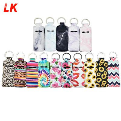 China Lanyard Keychain Neoprene Chapstick Holder Lip Stick Holder Lip Stick Holder Key Chain for sale