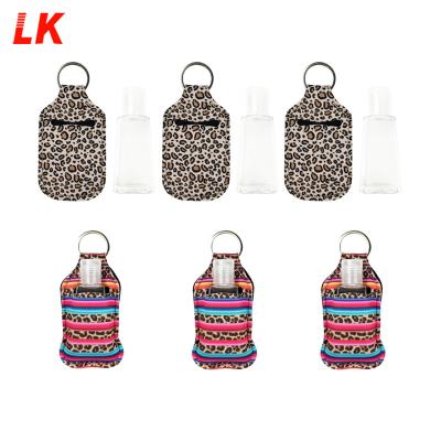 China Lipstick Holder Neoprene Key Chain 30ml Hand Sanitizer Bottle With Hand Sanitizer Key Chain Holder for sale