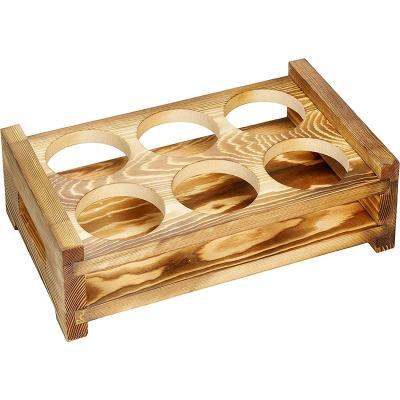 China China Factory Customized 12 Holes Black Bullet Cup Holder, Strong Wine Cup Holder, Cocktail Wood Frame for sale